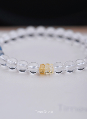 Timee恬觅 清川 天然白水晶黄水晶蓝晶石弹力绳手串手链礼物送人