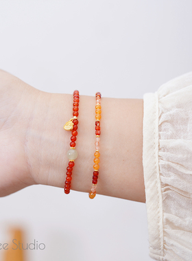 Timee恬觅 向晚 天然玛瑙黄玉金太阳银镀金手串手链女