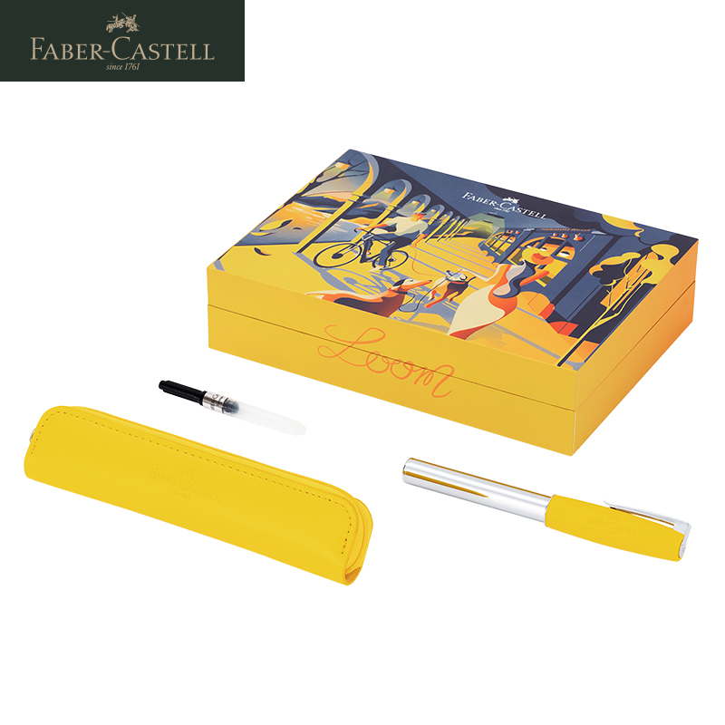 FABER－CASTELL/辉柏嘉钢笔官方旗舰店如恩系列潘通礼盒高档签字墨水笔练字送礼礼物亮丽黄F尖-图3