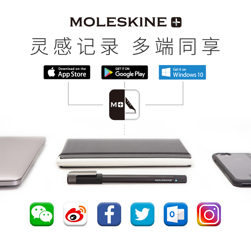 意大利Moleskine 全新二代智能书写笔记本套装纸屏同步笔记有声回放手写笔迹备份办公云同步记事本礼品套装