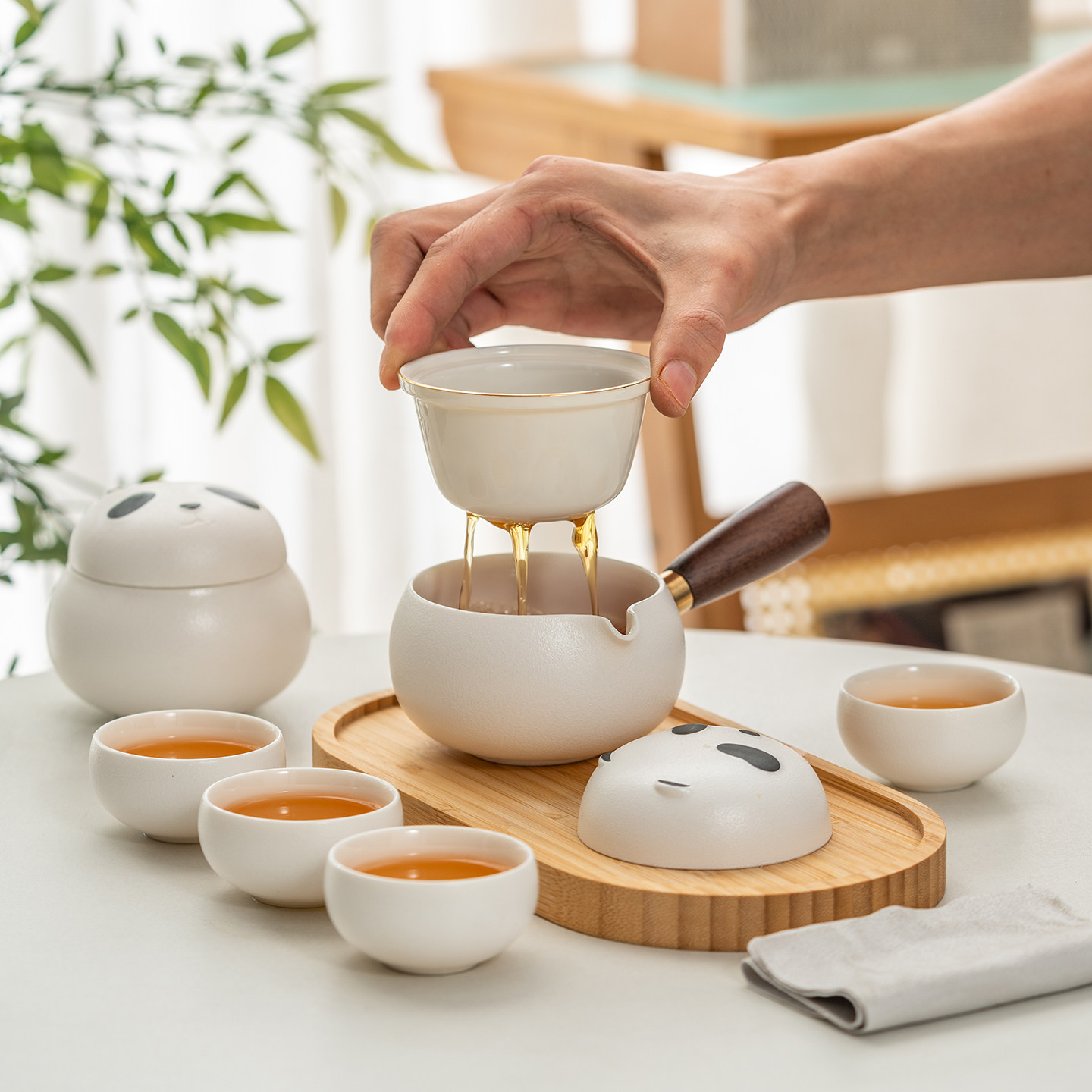 熊猫旅行茶具套装户外便携式一壶四杯茶叶罐茶台陶瓷快客杯伴手礼,淘宝优惠券,粉丝福利购,淘宝优惠卷