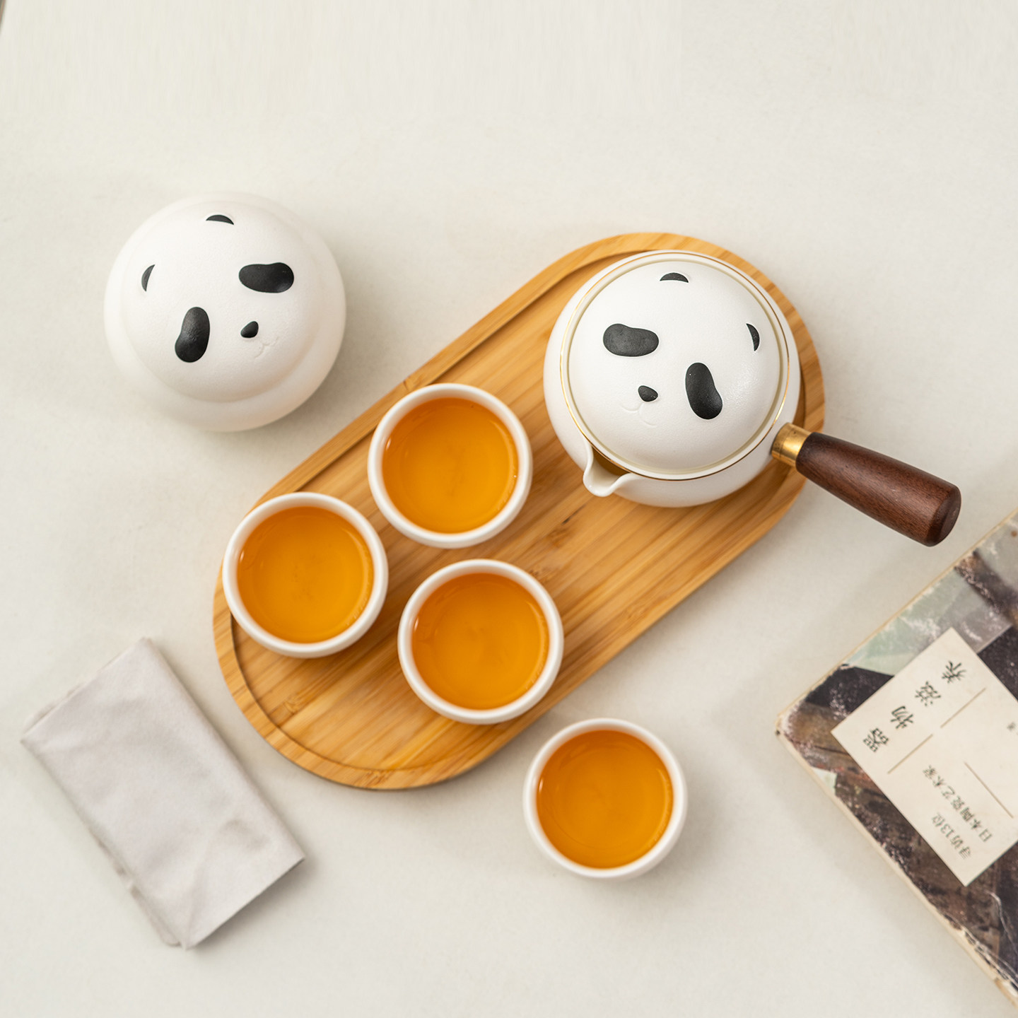 熊猫旅行茶具套装户外便携式一壶四杯茶叶罐茶台陶瓷快客杯伴手礼,淘宝优惠券,粉丝福利购,淘宝优惠卷