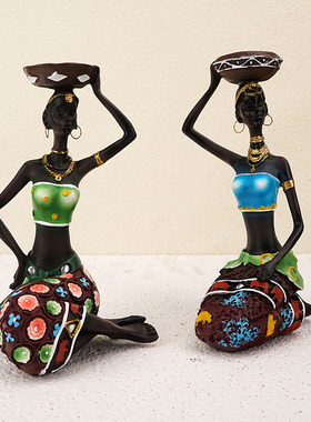 欧式黑人烛台蜡烛架工艺品酒吧咖啡馆装饰品桌面吧台树脂摆件