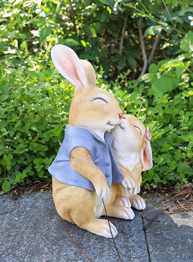 可爱创意庭院兔子摆件客厅摆件树脂工艺品花园装饰品新品