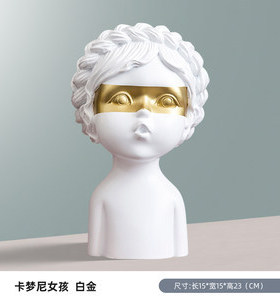 欧式家居软装饰品人物雕塑办公室卡梦尼小可爱头像树脂工艺品蝴蝶