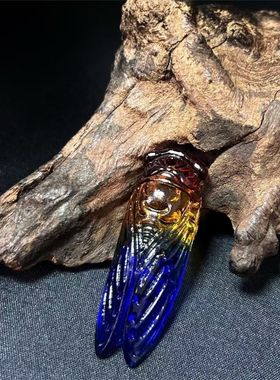 手工五彩水晶金蝉知了吊