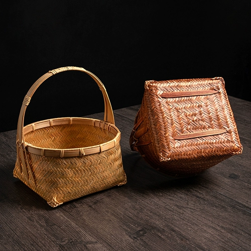 Бамбуковая рука -Ряд корзина свадебная коробка варенья корзина корзина с фруктами Happy Red Basket Moon Cake Pired Borte Corpet Baske Basko Basket