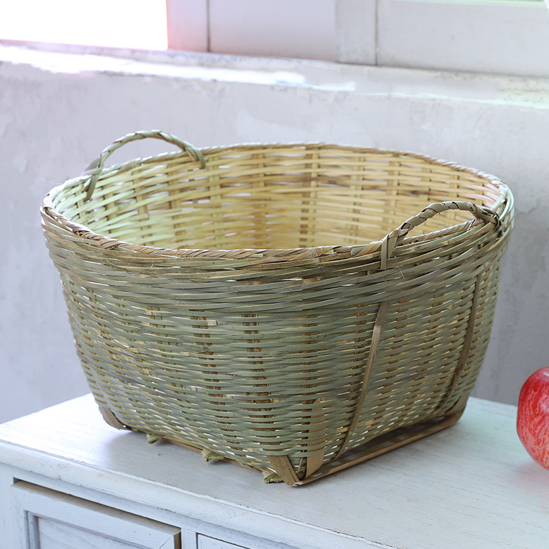 竹编双提手箩筐鸡蛋篮蔬菜箩大容量水果篮沥水篮竹篓竹子制品竹筐,淘宝优惠券,粉丝福利购,淘宝优惠卷