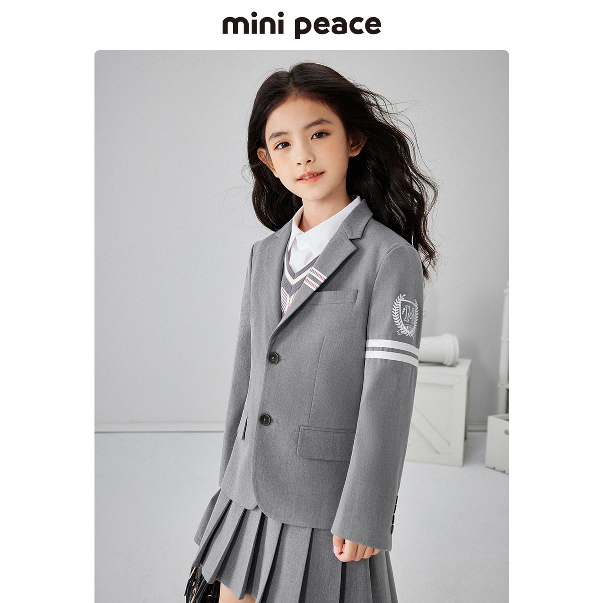 minipeace太平鸟童装儿童西装外套男童春上衣学院风复古潮流奥莱