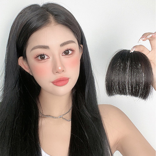 假刘海女自然前额真发齐刘海假发片平刘海发际线假头帘厚漫画刘海 - 图3