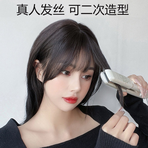 法式假刘海真发网红3d空气刘海自然前额假发片夏季头顶刘海假发女 - 图1