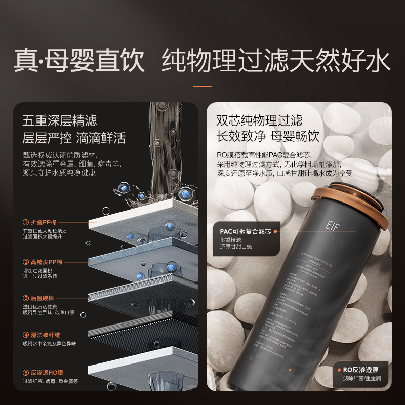 COLMO黑珍珠厨房净水器加热一体饮水机0阻垢剂RO反渗透过滤RC119
