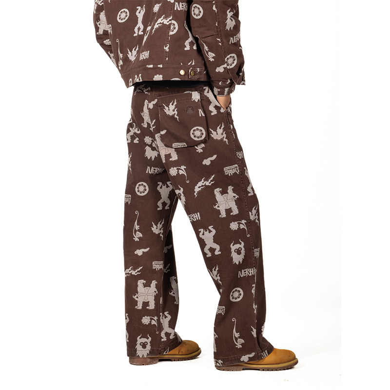 圣山2025秋冬阿里系列岩画工装裤原创潮流休闲中性拔印贴袋长裤,淘宝优惠券,粉丝福利购,淘宝优惠卷