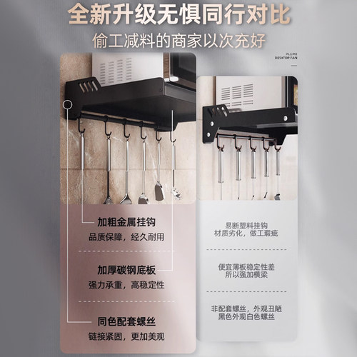 厨房微波炉置物架挂墙上烤箱架子支架免打孔壁挂式悬挂收纳架挂架 - 图2