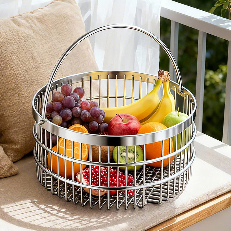 不锈钢野餐篮春游户外露营神器多功能水果零食收纳郊游野炊手提篮,淘宝优惠券,粉丝福利购,淘宝优惠卷