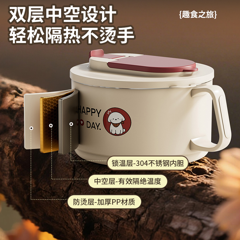 泡面碗带盖宿舍用学生方便面碗可微波炉饭碗上班族食堂打饭专用碗 - 图2