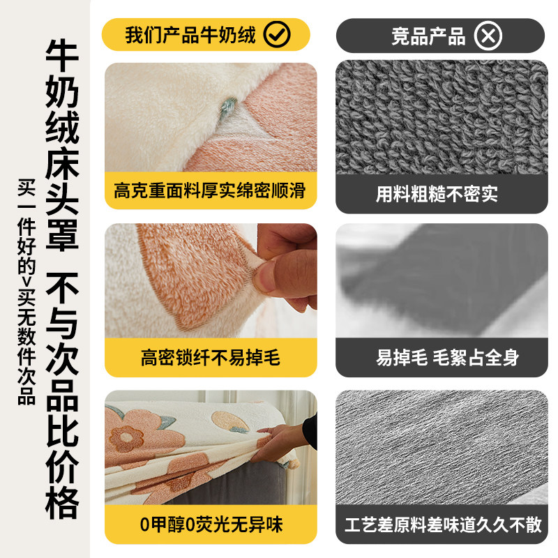 床头套罩2025新款高档加厚牛奶绒床头罩软包通用全包异形床头罩套,淘宝优惠券,粉丝福利购,淘宝优惠卷
