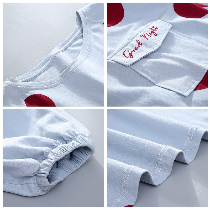 猫人睡裙纯棉长袖宽松甜美连体裙 猫人淘宇睡裙