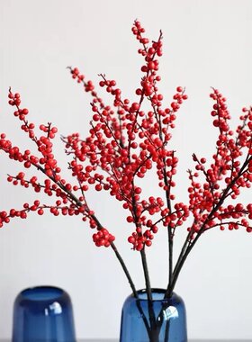 过年家居装饰假花北美冬青仿真果实发财果圣诞浆果仿真红果新B273