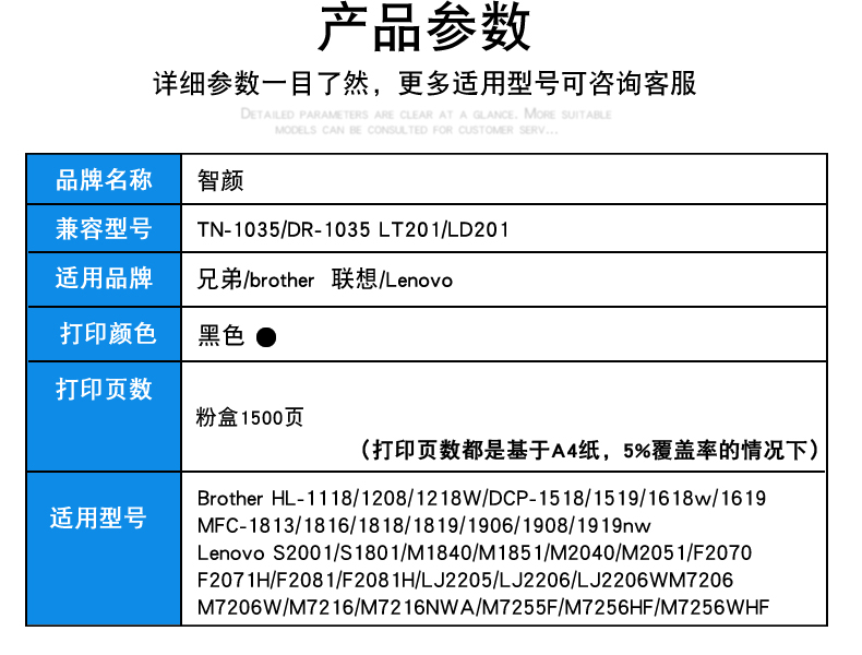 适用联想7206粉盒7216 lj2205 2206 s1810 ld201联想m7206w硒鼓 - 图0