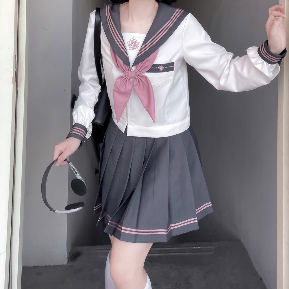 【岁樱】城南诗中意学院风套装jk制服甜美学生少女上衣短袖水手服 - 图0