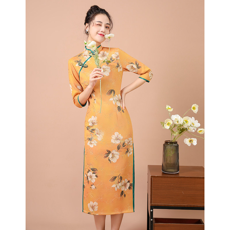 黄色少女2022年新款复古民国旗袍 沐雪莎旗袍