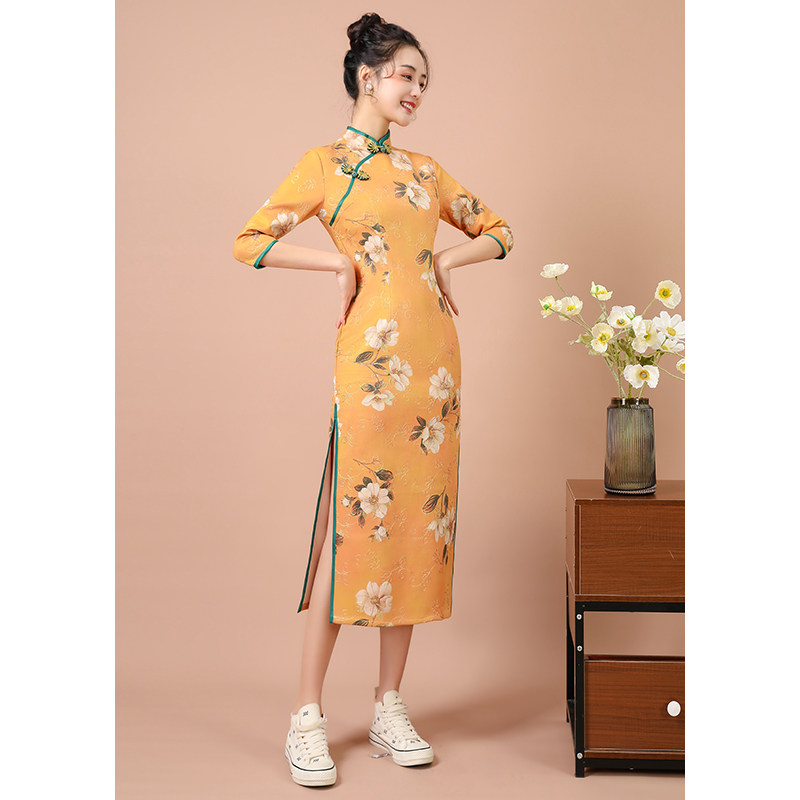 黄色少女2022年新款复古民国旗袍 沐雪莎旗袍