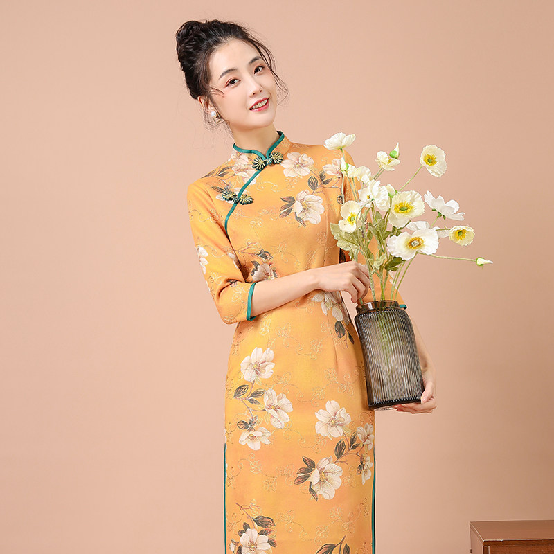 黄色少女2022年新款复古民国旗袍 沐雪莎旗袍
