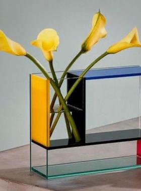 MOMA纽约艺术馆有机玻璃创意花瓶ins花亚克力蒙德里安花瓶摆件
