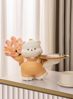 创意可爱小熊摆件客厅玄关钥匙收纳电视柜桌面装饰品乔迁新居礼物