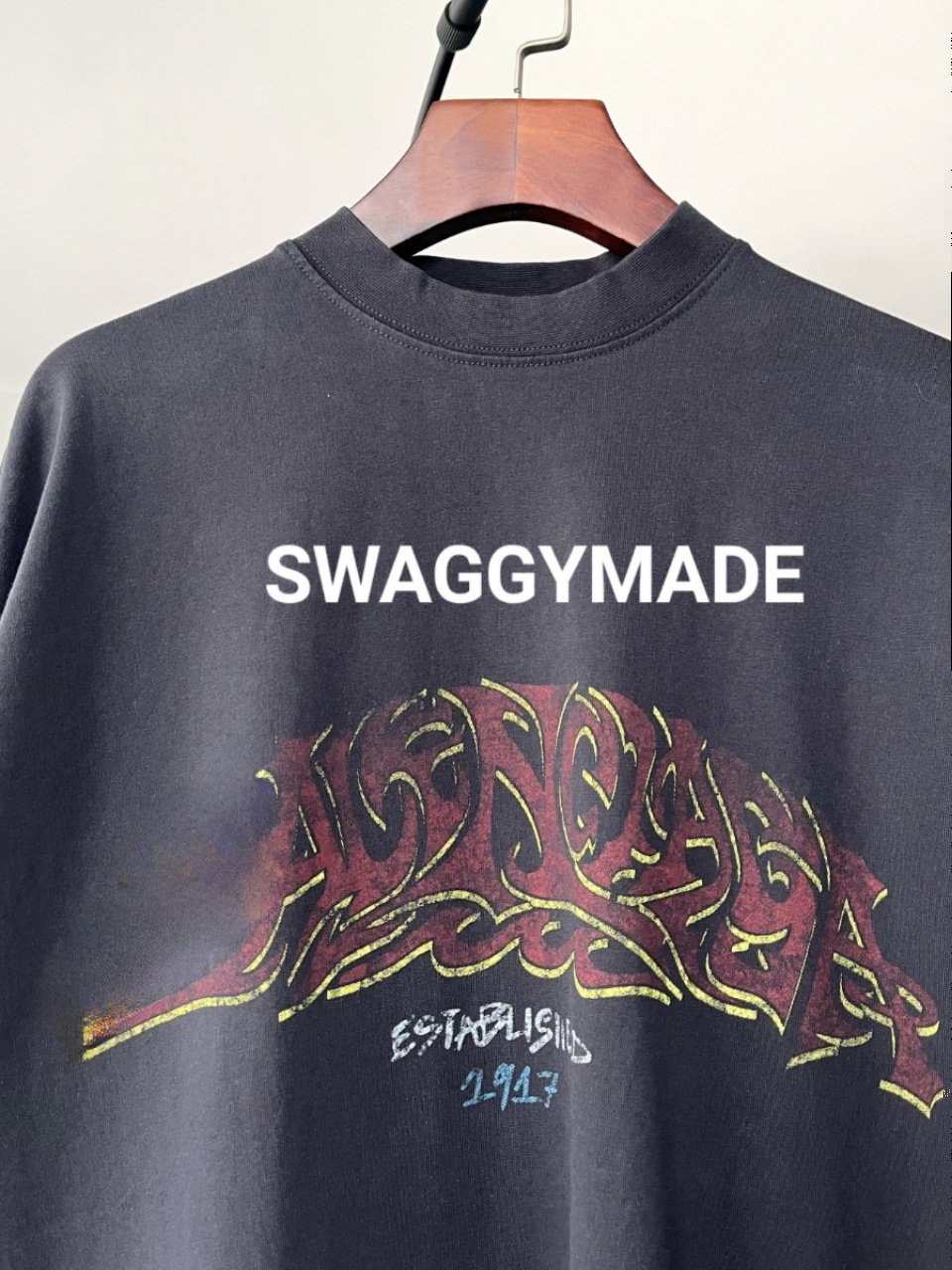 Balenciaga Offshore Vintage T-Shirt in Faded Black/Red