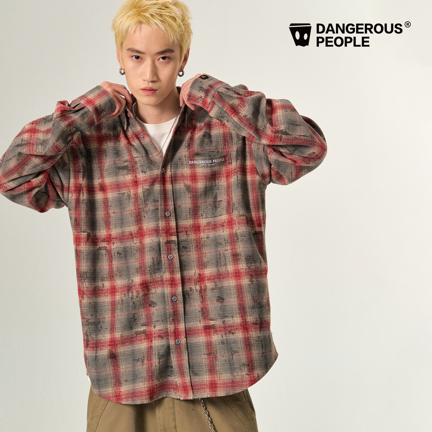 Dangerouspeople薛之谦dsp艺术感做旧格子衬衫秋季复古百搭潮长袖,淘宝优惠券,粉丝福利购,淘宝优惠卷