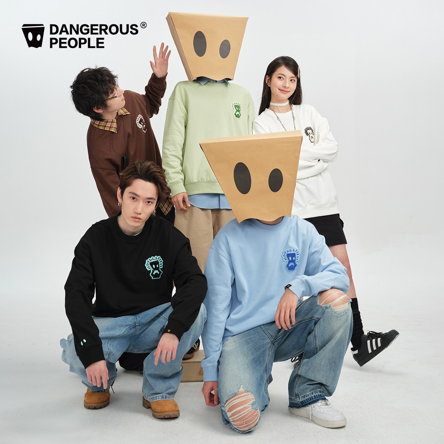 Dangerouspeople薛之谦dsp托头纸袋人圆领卫衣休闲情侣百搭潮上衣 - 图3