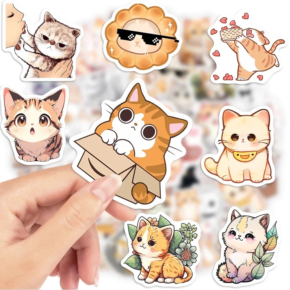 Kawaii Cute Cartoon Cat Stickers Funny Kitten DIY Toy Gift D