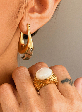 GemIsland彩色石头镀金戒指叠带