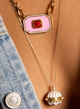 MYABAY白珐琅圆球可调节毛衣链