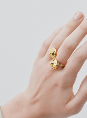 Les Nereides漫步巴比松系列 金色蘑菇 可调节戒指
