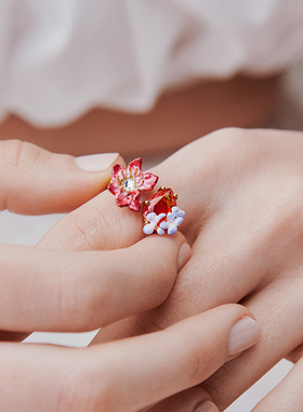 Les Nereides蒙马特1900系列 粉色铁线莲 可调节戒指