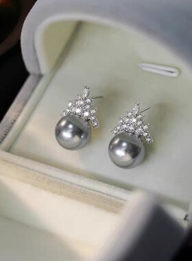 法国gentle motto精工冰雪女王澳白珍珠耳钉轻奢高级耳环气质小众