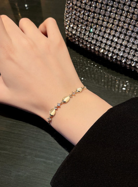 日系George Melis三条小鱼猫眼石手链女时尚个性简约轻奢小众