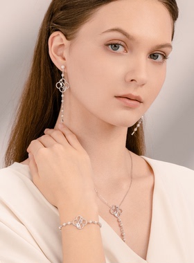 李兰迪同款BABYBEI初贝兰花手链925银贝珠新中式精致气质优雅