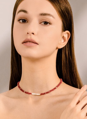 李耕耘同款BABYBEI初贝醉染胭脂项链项圈铜镀金巴洛克珍珠新年