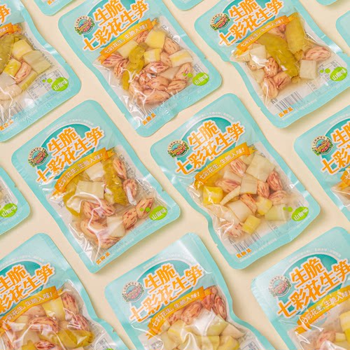 【新品】七彩野地生脆七彩花生笋 泡椒花生竹笋小米辣下酒菜零食 - 图1