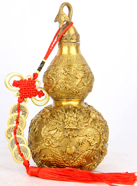 摆件双龙戏珠铜葫芦