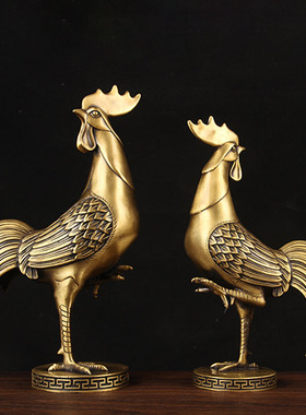 卓好黄铜铜金鸡独立摆件中式