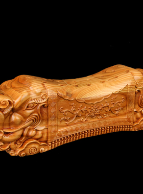 卓好 桃木枕头成人原木硬枕实木护颈椎枕头龙凤枕头大象枕头 麒麟