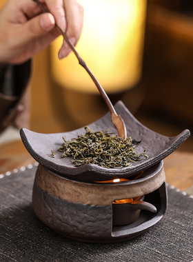 粗陶日式焙茶炉陶瓷茶叶提香器蜡烛加热烤茶炉醒茶烘烤炉熏香炉