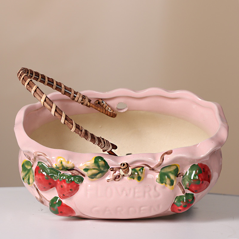 创意多肉盆大口径粗陶透气大号肉肉植物提篮拼盘陶瓷花盆特价清仓,淘宝优惠券,粉丝福利购,淘宝优惠卷