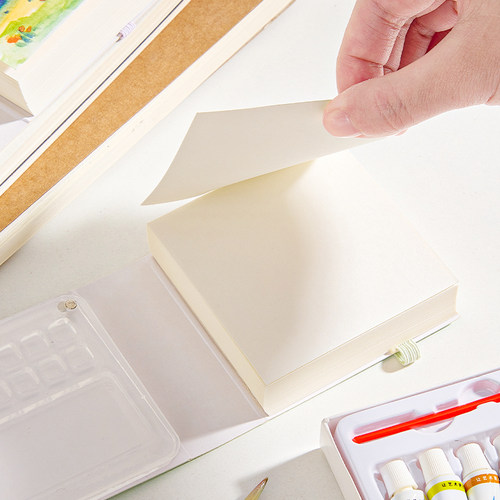 咔巴熊迷你小画板随身便携带套装胡桃木水彩颜料盒画架写生旅行绘画本亚克力调色初学儿童24色迷你水彩旅行盒 - 图3