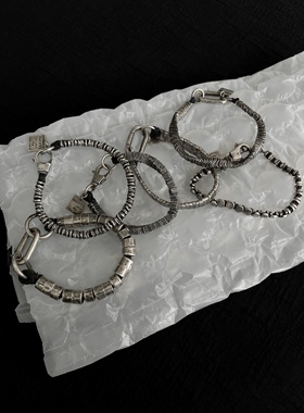 goti风格重工重叠纯银复古手链